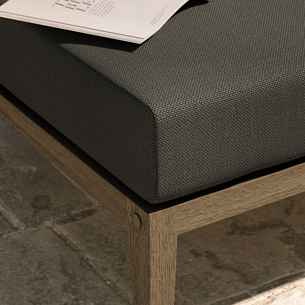 Northlake Outdoor Patio Teak Ottoman in Flint Gray by Modway - Image 8