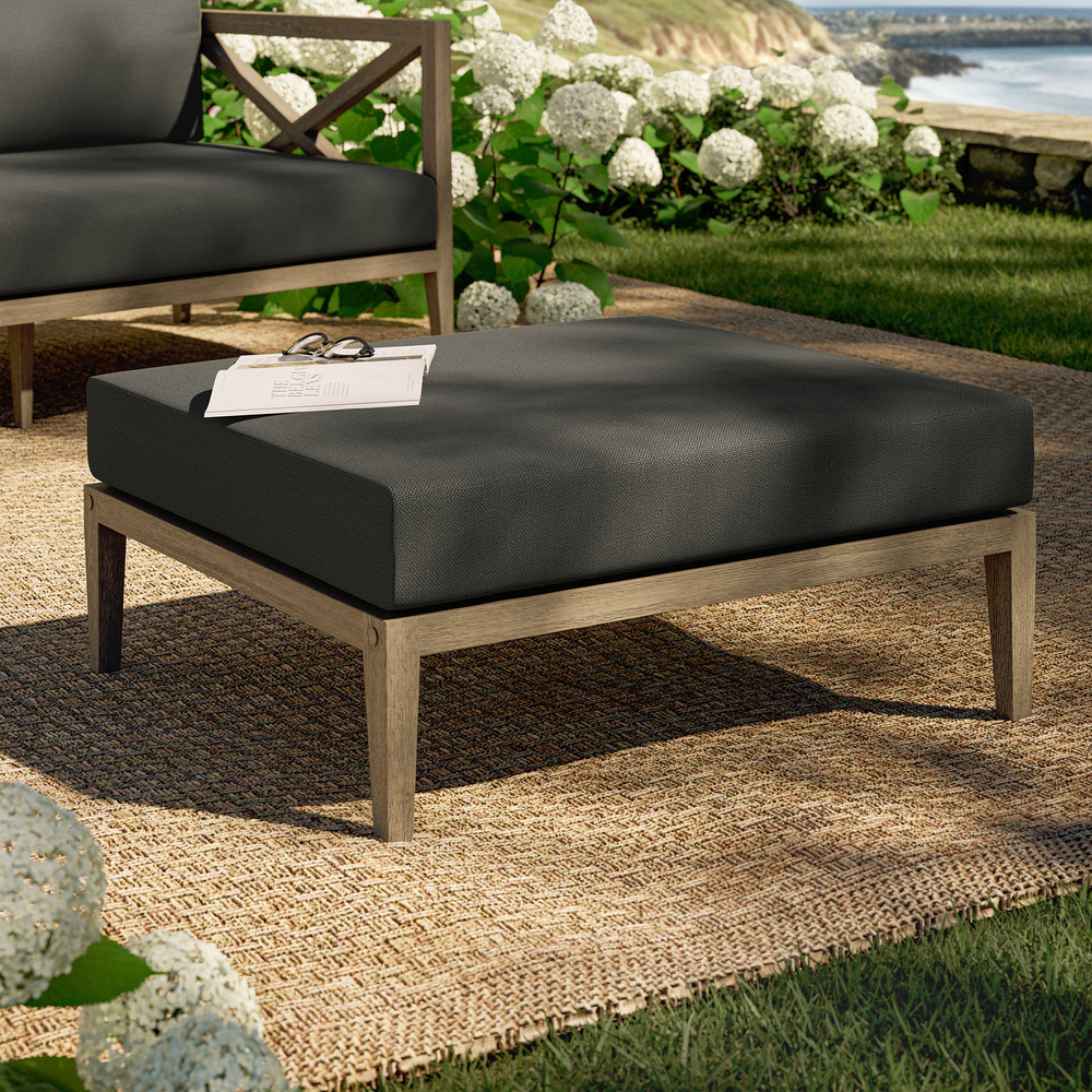 Northlake Outdoor Patio Teak Ottoman in Flint Gray by Modway - Image 7