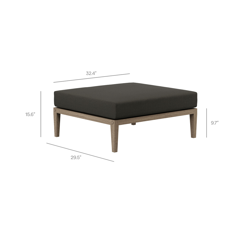 Northlake Outdoor Patio Teak Ottoman in Flint Gray by Modway - Image 3