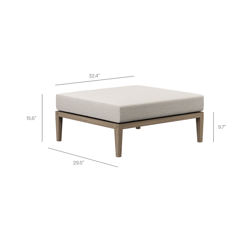 Northlake Outdoor Patio Teak Ottoman in Pebble by Modway - Image 3