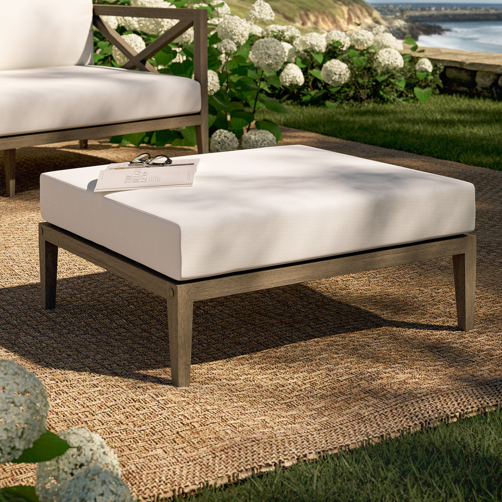 Northlake Outdoor Patio Teak Ottoman in Weathered Gray by Modway - Image 7
