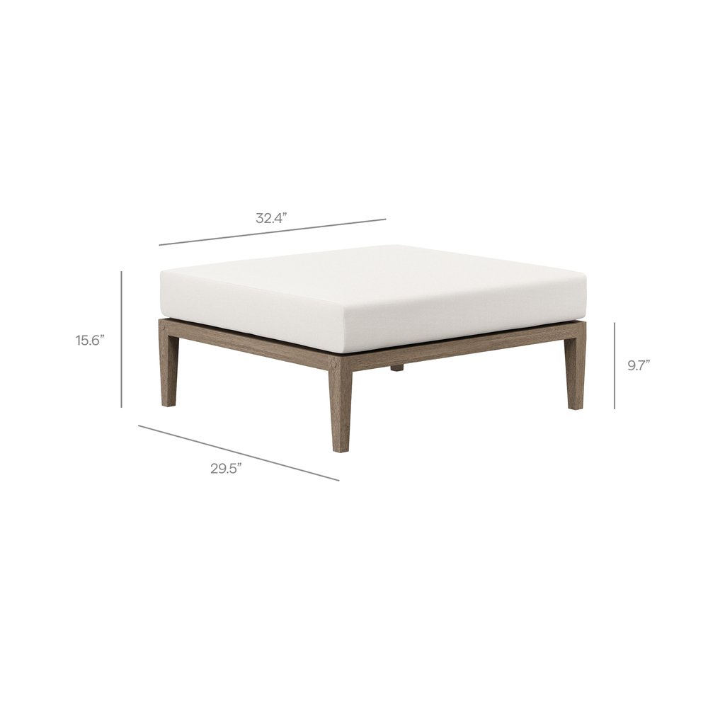 Northlake Outdoor Patio Teak Ottoman in Weathered Gray by Modway - Image 2