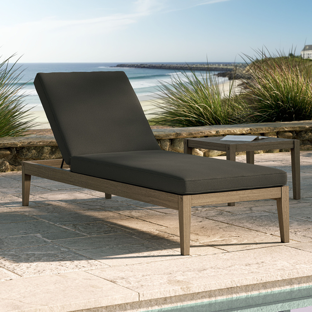 Northlake Outdoor Patio Teak Chaise Lounge in Flint Gray by Modway - Image 8