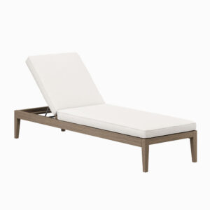 Northlake Outdoor Patio Teak Chaise Lounge in Weathered Gray White by Modway