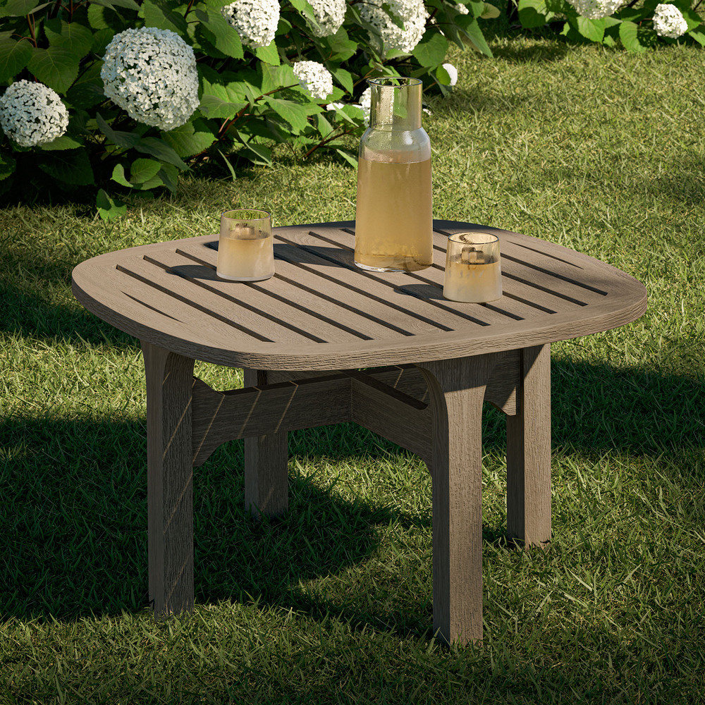 Saratoga Square Outdoor Patio Teak Wood Side Table in Weathered Gray by Modway - Image 11