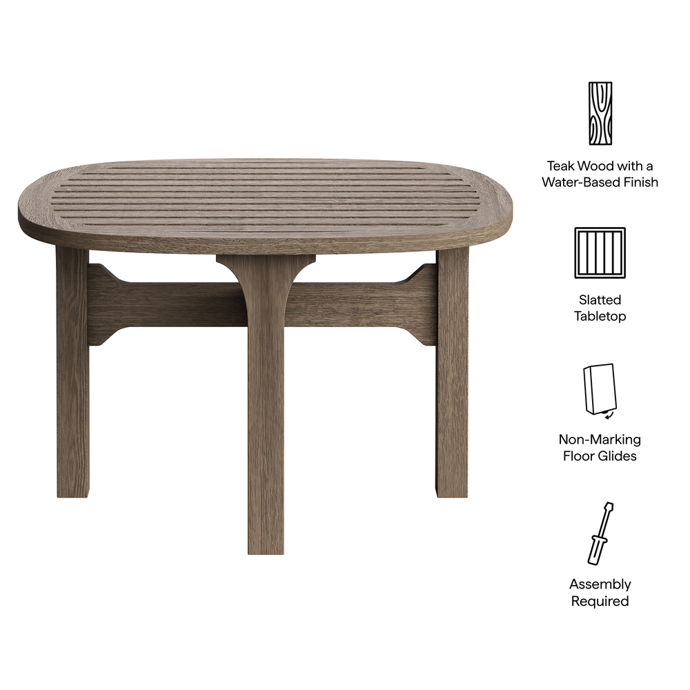 Saratoga Square Outdoor Patio Teak Wood Side Table in Weathered Gray by Modway - Image 2
