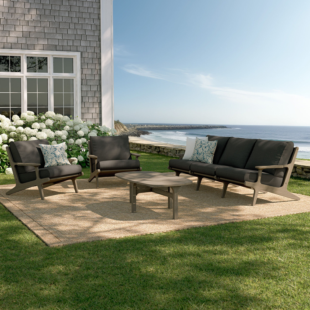 Saratoga 4-Piece Outdoor Patio Teak Wood Furniture Set in Flint Gray by Modway - Image 12