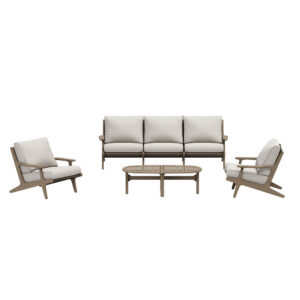 Saratoga 4-Piece Outdoor Patio Teak Wood Furniture Set in Pebble by Modway