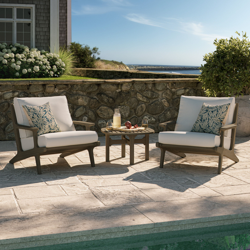 Saratoga 3-Piece Outdoor Patio Teak Wood Furniture Set with Lounge Chairs and Side Table in Weathered Gray White by Modway - Image 8