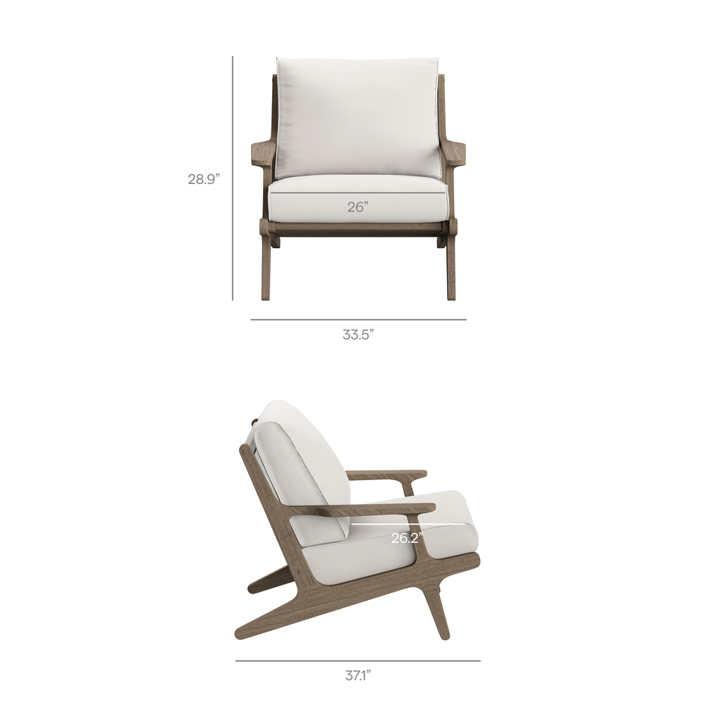 Saratoga 3-Piece Outdoor Patio Teak Wood Furniture Set with Lounge Chairs and Side Table in Weathered Gray White by Modway - Image 3