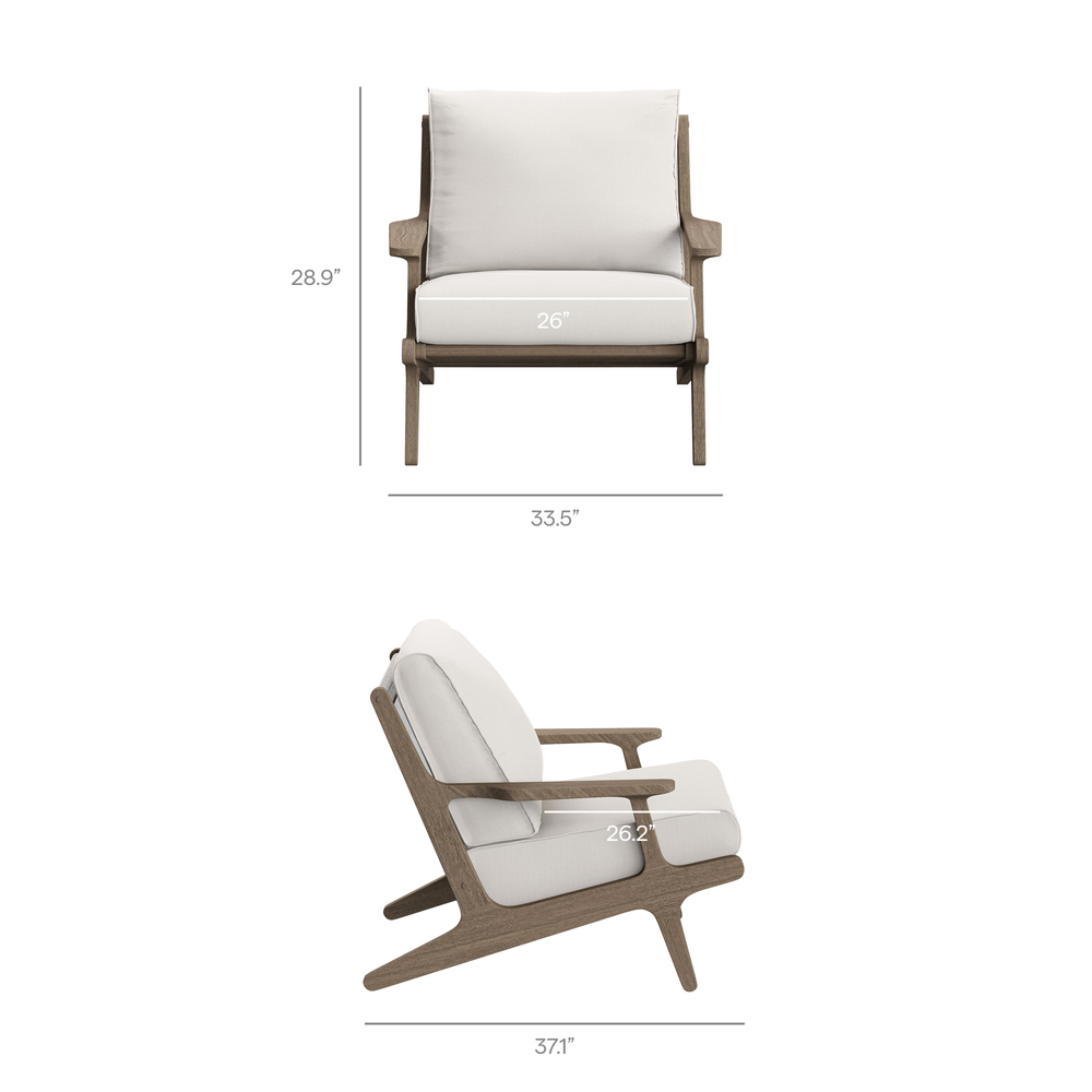 Saratoga Outdoor Patio Teak Wood Chair and Ottoman Set in Weathered Gray White by Modway - Image 3
