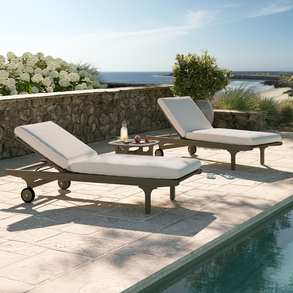Saratoga Outdoor Patio Teak Wood 3-Piece Chaise Lounge Furniture Set in Weathered Gray by Modway - Image 8