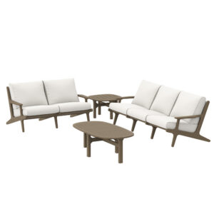 Saratoga 4-Piece Outdoor Patio Teak Wood Furniture Set in Weathered Gray by Modway
