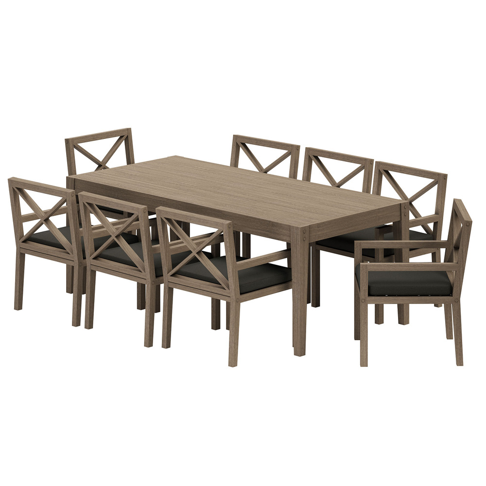 Northlake 9-Piece Outdoor Patio Teak Wood Dining Set in Flint Gray by Modway - Image 5