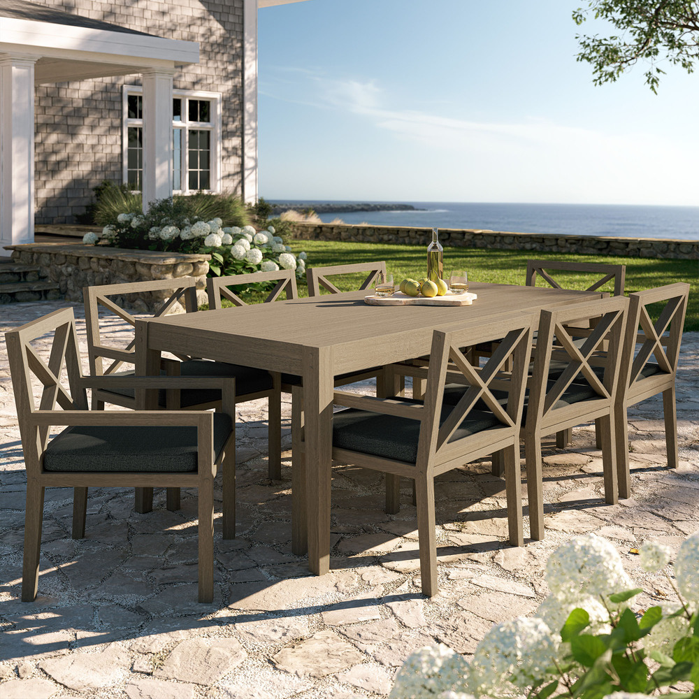 Northlake 9-Piece Outdoor Patio Teak Wood Dining Set in Flint Gray by Modway - Image 13
