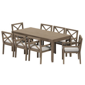 Northlake 9-Piece Outdoor Patio Teak Wood Dining Set in Pebble by Modway