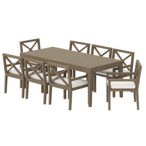 Northlake 9-Piece Outdoor Patio Teak Wood Dining Set in Weathered Gray by Modway