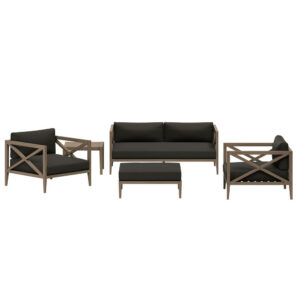 Northlake 5-Piece Outdoor Patio Teak Wood Furniture Set in Flint Gray by Modway