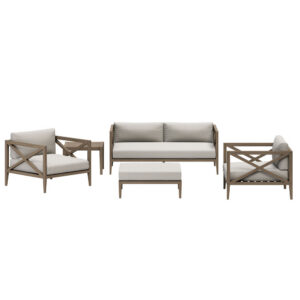 Northlake 5-Piece Outdoor Patio Teak Wood Furniture Set in Pebble by Modway