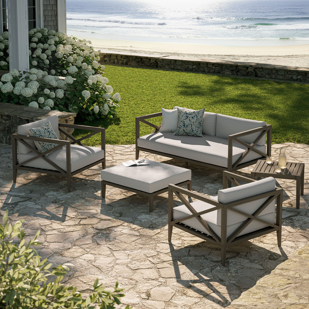 Northlake 5-Piece Outdoor Patio Teak Wood Furniture Set in Pebble by Modway - Image 16
