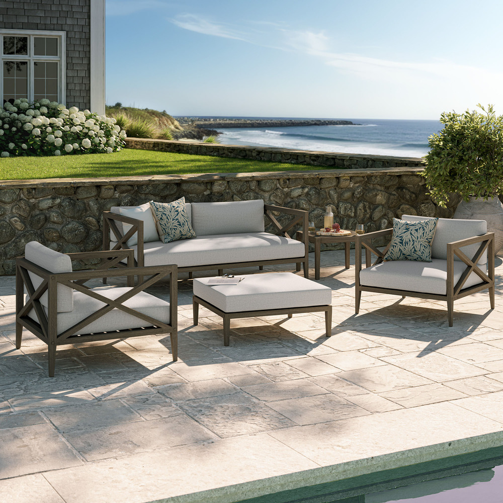 Northlake 5-Piece Outdoor Patio Teak Wood Furniture Set in Pebble by Modway - Image 15
