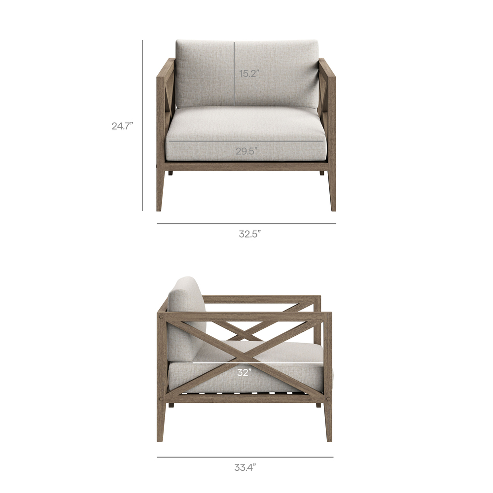 Northlake 5-Piece Outdoor Patio Teak Wood Furniture Set in Pebble by Modway - Image 4