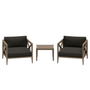 Northlake 3-Piece Outdoor Patio Teak Wood Furniture Set with Armchair and Side Table in Flint Gray by Modway