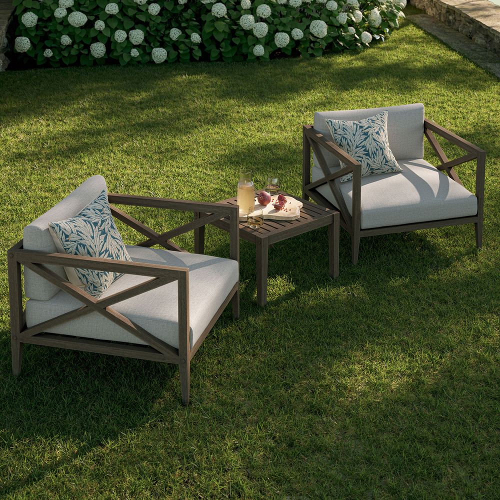 Northlake 3-Piece Outdoor Patio Teak Wood Furniture Set with Armchair and Side Table in Pebble by Modway - Image 11