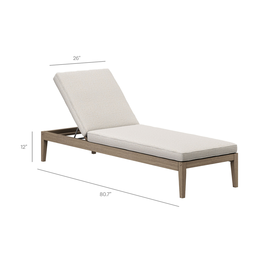 Northlake 3-Piece Outdoor Patio Teak Wood Furniture Set with Chaise Lounges and Side Table in Pebble by Modway - Image 3