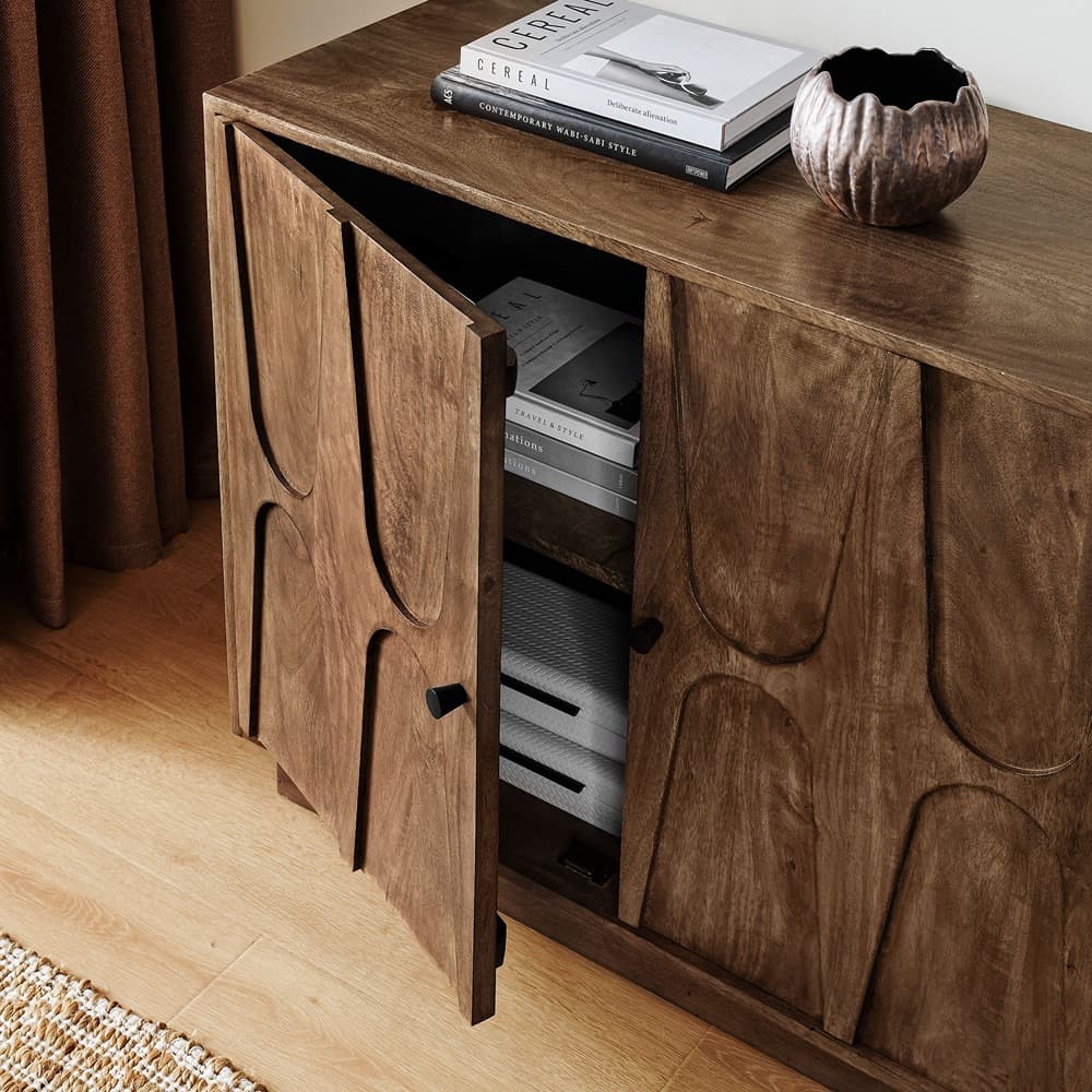 Veda 72" Mango Wood Sideboard Cabinet in Walnut by Modway - Image 9