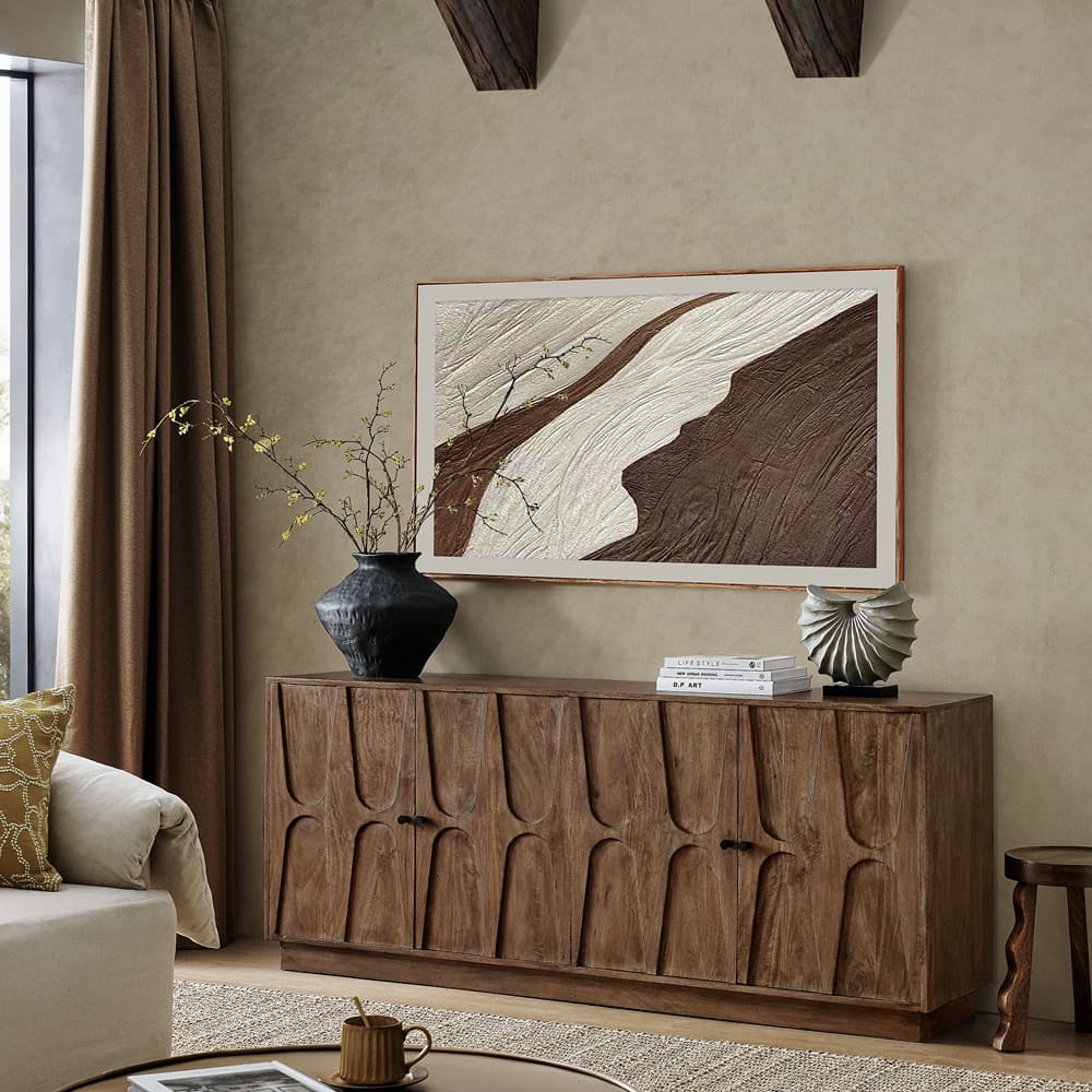 Veda 72" Mango Wood Sideboard Cabinet in Walnut by Modway - Image 8