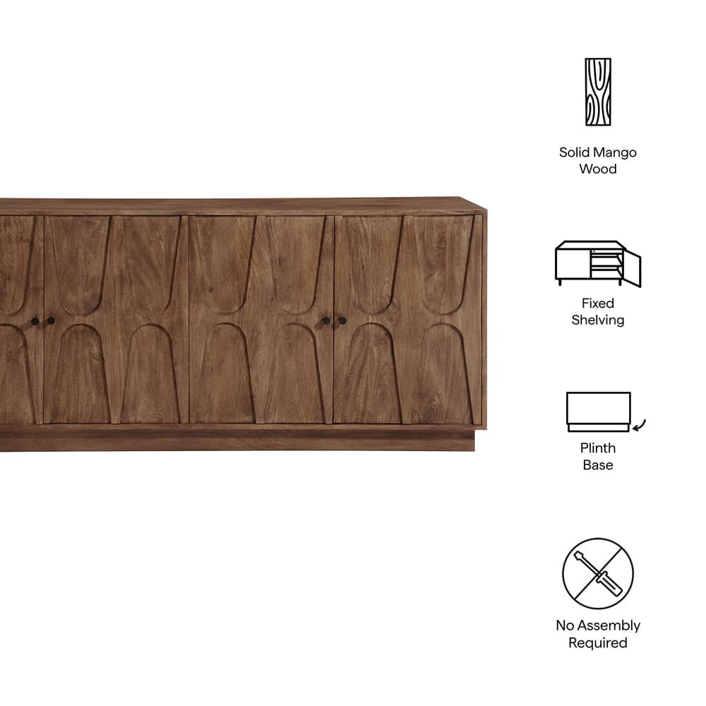 Veda 72" Mango Wood Sideboard Cabinet in Walnut by Modway - Image 2