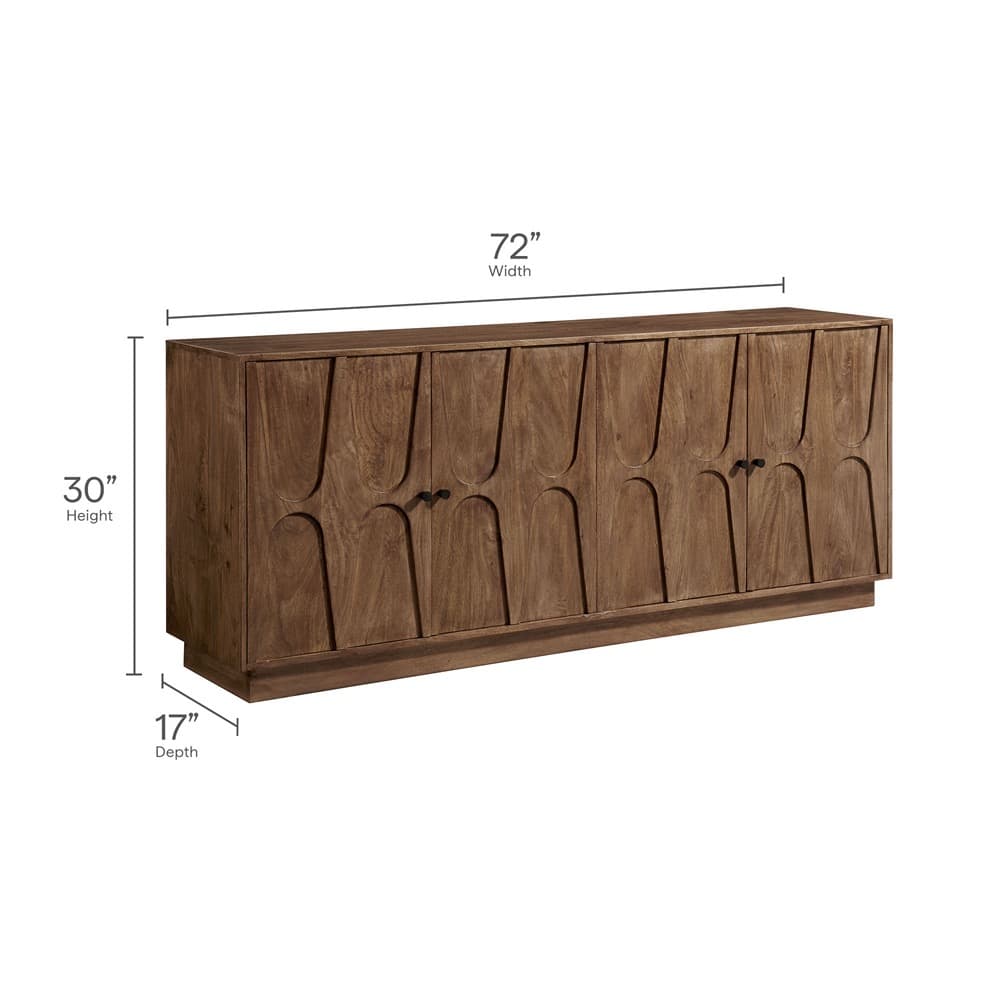 Veda 72" Mango Wood Sideboard Cabinet in Walnut by Modway - Image 3