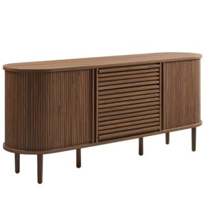 Harlan 67" Fluted Oval Sideboard Cabinet by Modway in Walnut by Modway