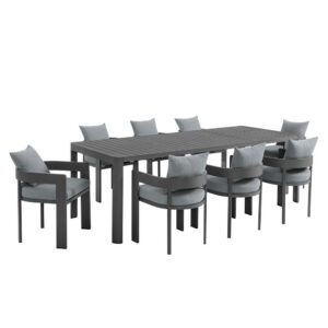 Tahoe 9-Piece Outdoor Patio Aluminum Dining Set With Extendable Table in Gray Gray by Modway
