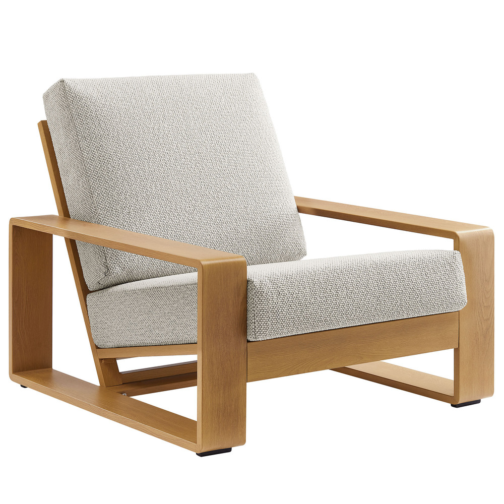 Lirienne Outdoor Patio Aluminum Faux Wood Armchair in Ivory Natural by Modway