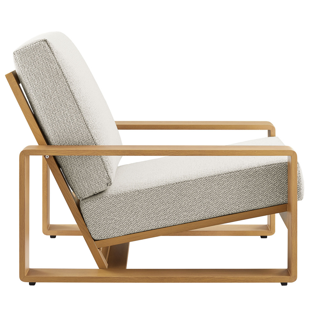 Lirienne Outdoor Patio Aluminum Faux Wood Armchair in Ivory Natural by Modway - Image 4