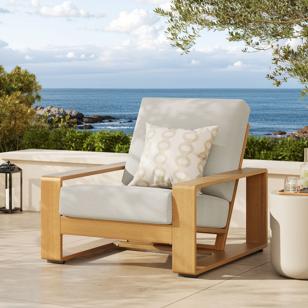 Lirienne Outdoor Patio Aluminum Faux Wood Armchair in Ivory Natural by Modway - Image 8
