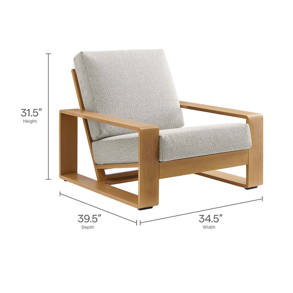 Lirienne Outdoor Patio Aluminum Faux Wood Armchair in Ivory Natural by Modway - Image 3