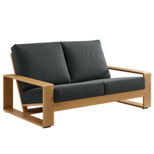 Lirienne Outdoor Patio Aluminum Faux Wood Loveseat in Charcoal Natural by Modway