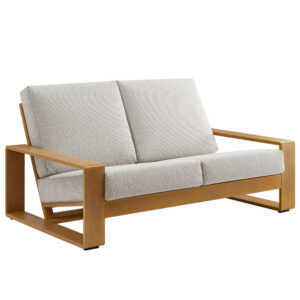 Lirienne Outdoor Patio Aluminum Faux Wood Loveseat in Ivory Natural by Modway