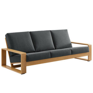 Lirienne Outdoor Patio Aluminum Faux Wood Sofa in Charcoal Natural by Modway