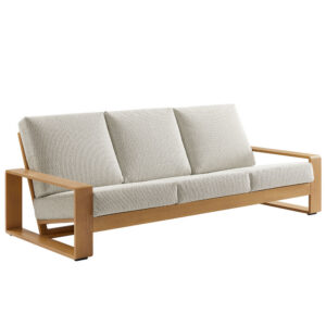 Lirienne Outdoor Patio Aluminum Faux Wood Sofa in Ivory Natural by Modway