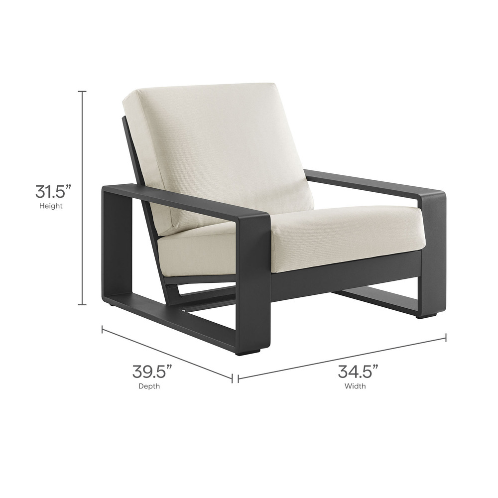 Lirienne Outdoor Patio Aluminum Faux Wood Armchairs Set of 2 in Cream by Modway - Image 3