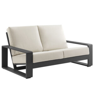 Lirienne Outdoor Patio Aluminum Loveseat in Cream Gray by Modway