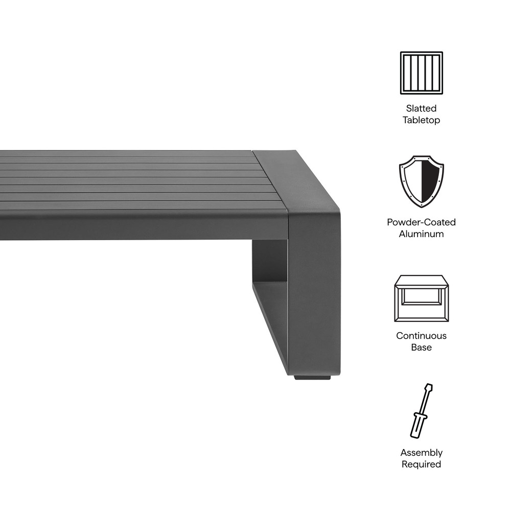 Lirienne Outdoor Patio Aluminum Coffee Table in Gray by Modway - Image 2