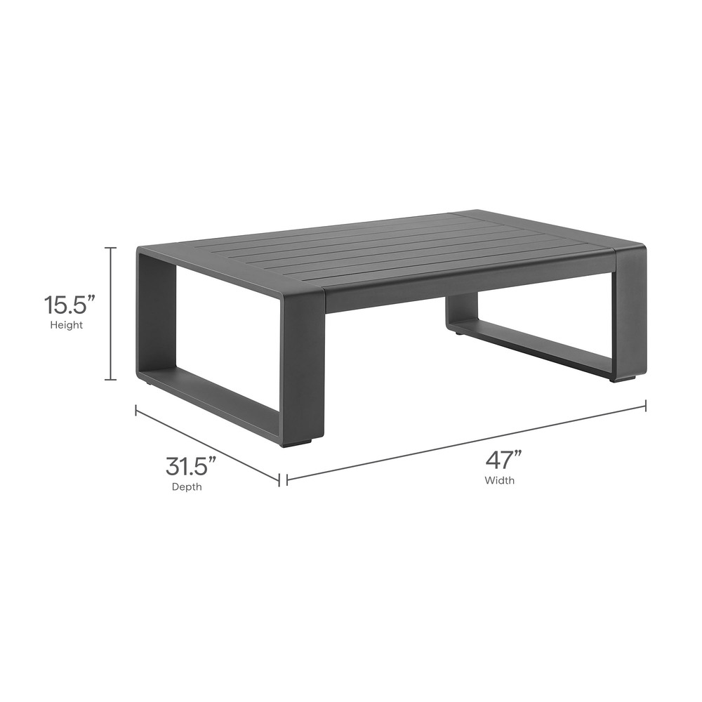 Lirienne Outdoor Patio Aluminum Coffee Table in Gray by Modway - Image 3