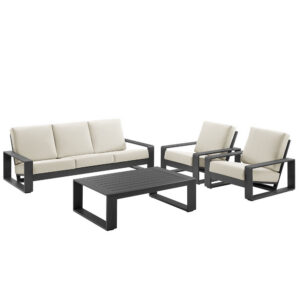 Lirienne 4-Piece Outdoor Patio Aluminum Furniture Set in Cream by Modway