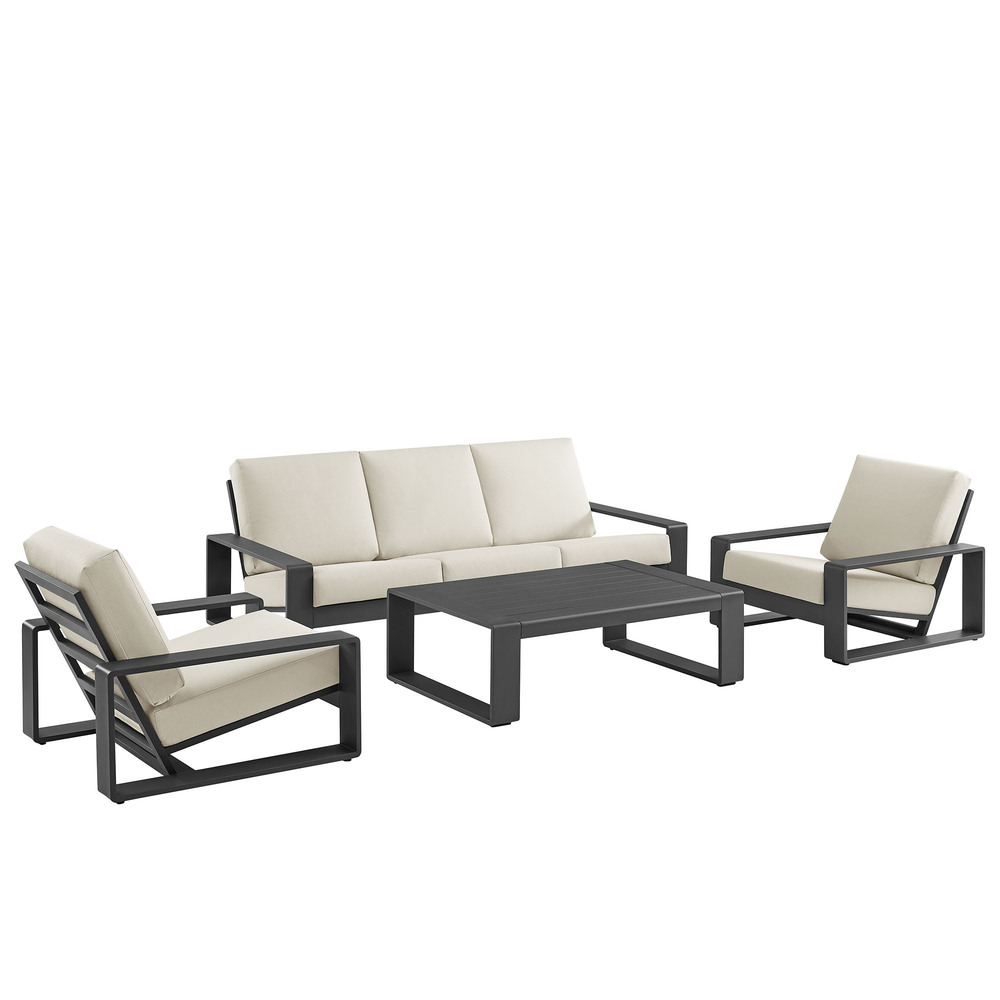 Lirienne 4-Piece Outdoor Patio Aluminum Furniture Set in Cream by Modway - Image 3