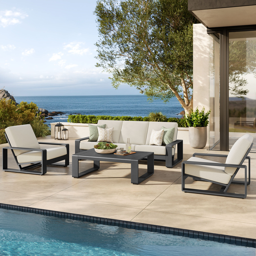 Lirienne 4-Piece Outdoor Patio Aluminum Furniture Set in Cream by Modway - Image 10